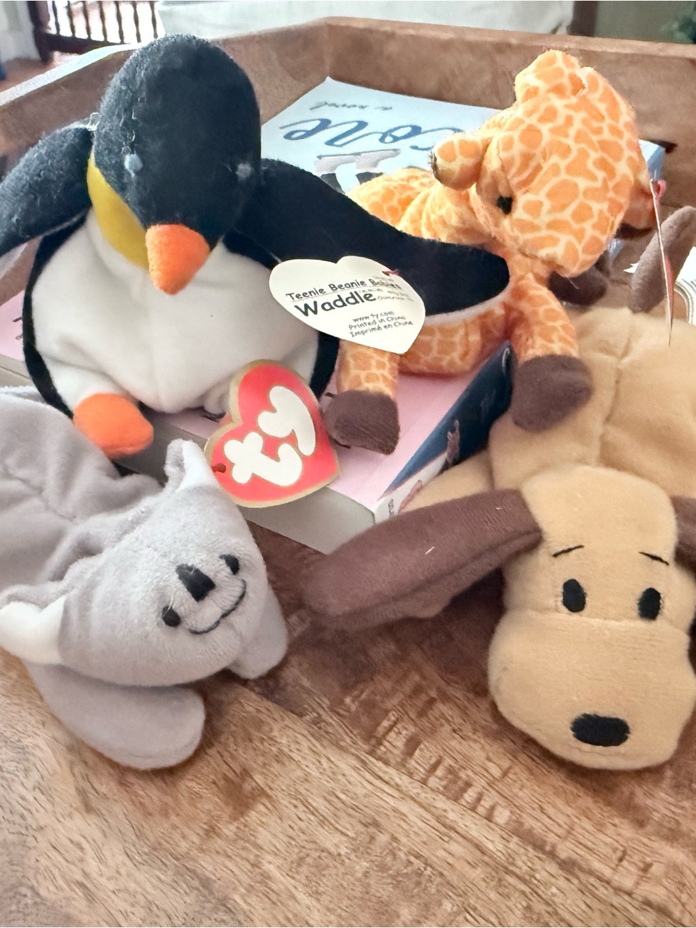 Ty Multi-Color Beanie Buddies Plush Set - Penguin, Giraffe, Seal & Dog